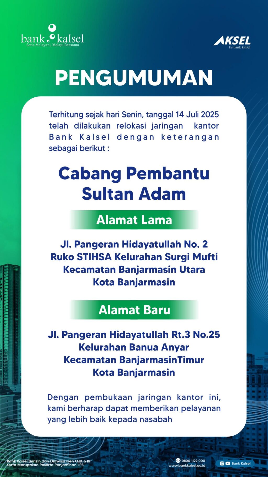 PINDAH KANTOR BANUA ANYAR