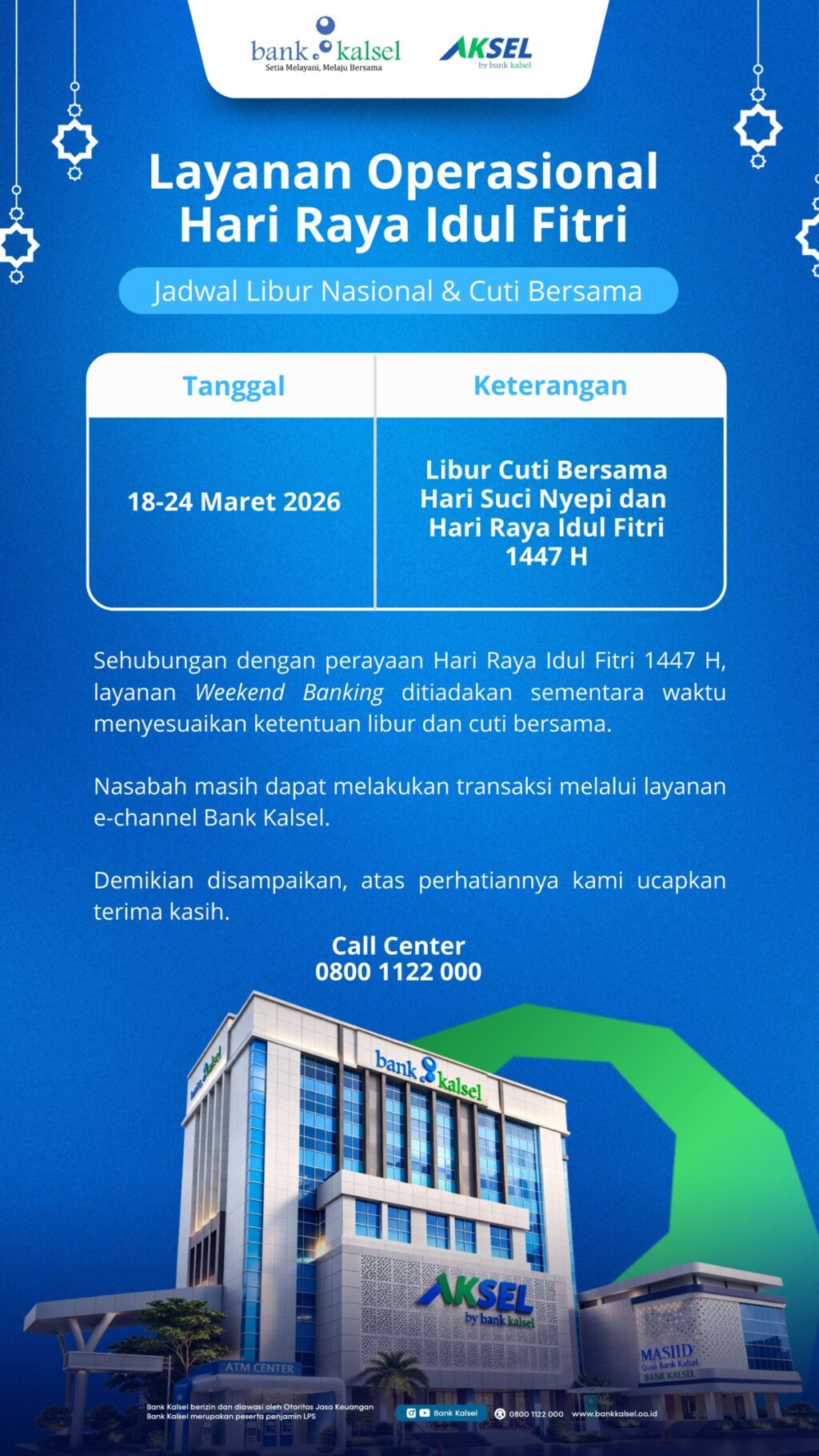 BANK KALSEL LIBUR