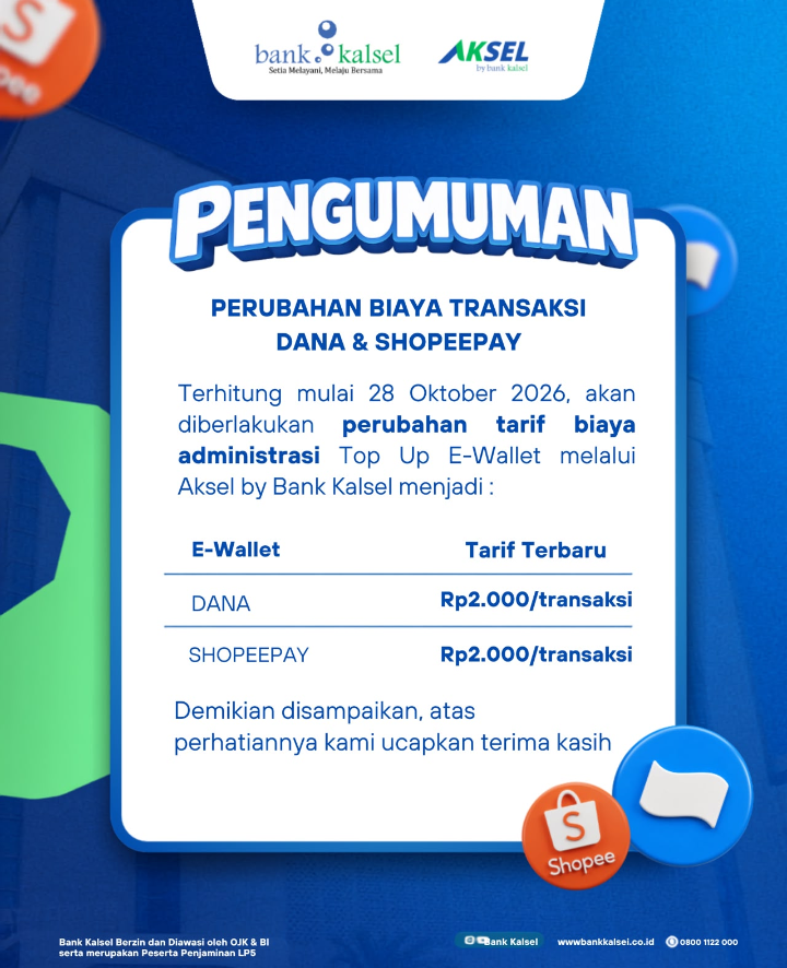 BANK KALSEL DANA DAN SHOPEE