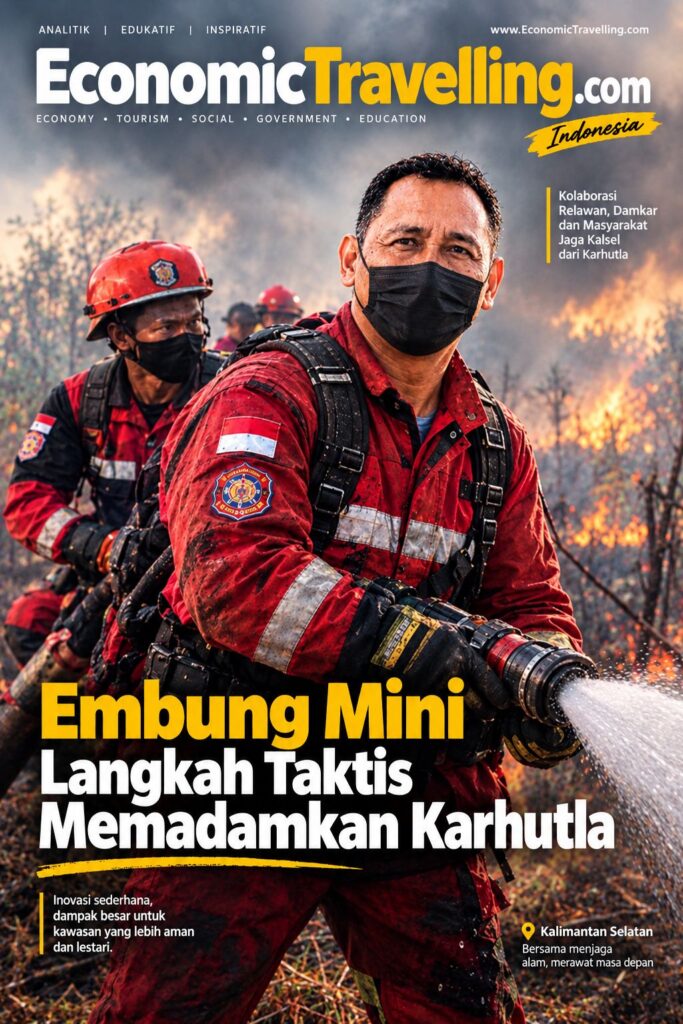 Masked Firefighter Battling Kalimantan Wildfire (1)